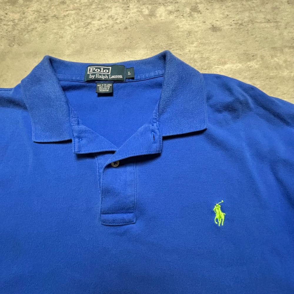 Polo Ralph Lauren Polo Shirt Large Blue Short Sleeve Green Pony Logo